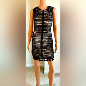 Lace Crochet Sexy Cocktail Evening Goth Rocker Bohemian Punk Mini Dress Medium